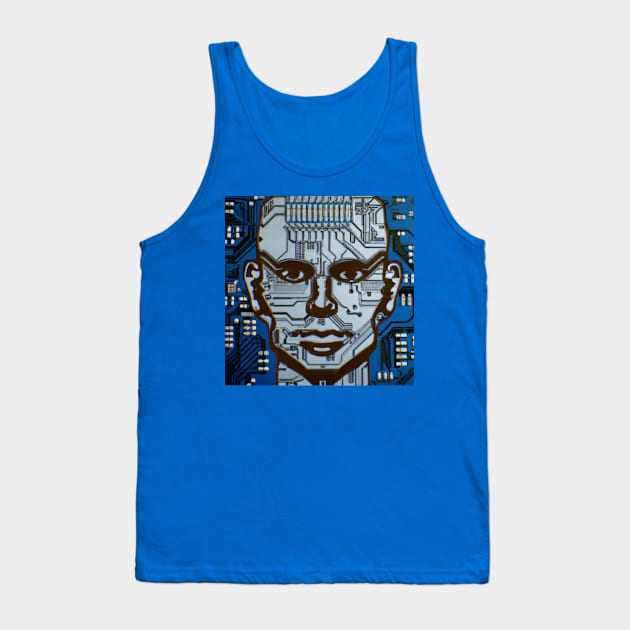 Blue Computer Circuit Man Tank Top by Starbase79